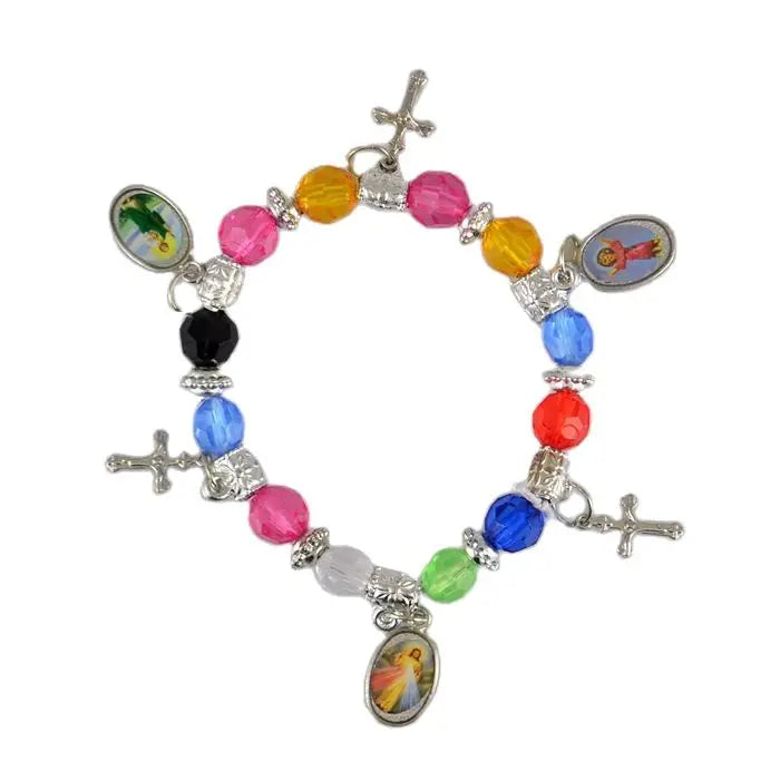 Bracelet femme Multicolore avec Croix - lot de 12