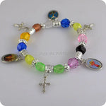Bracelet  chrétien femme Multicolore avec Croix - lot de 12 - Vignette | La Paroissienne