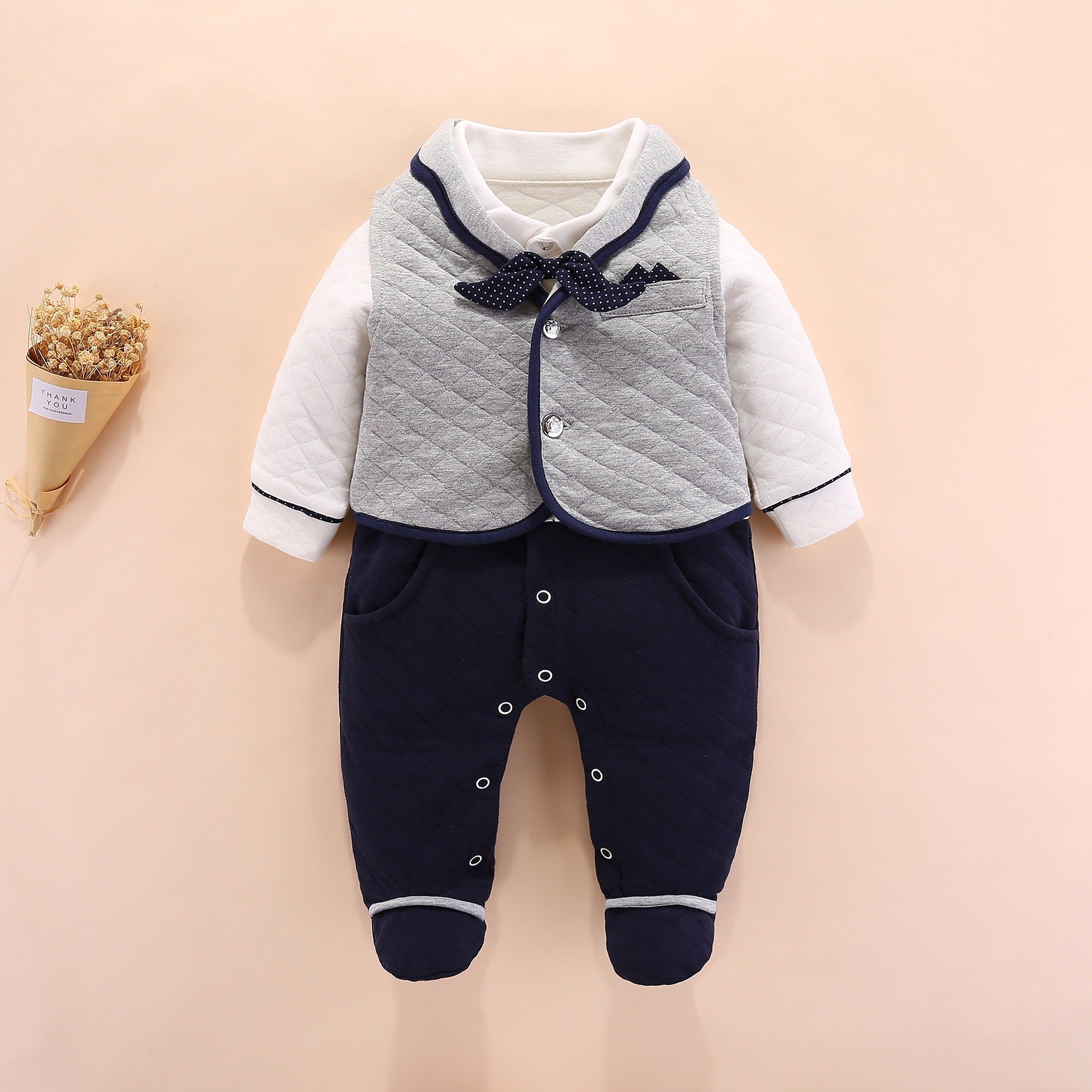 Tenue Baptême Garçon - Onesie Élégant et Confortable