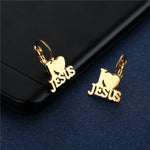 Boucles d'oreilles catholiques en acier inoxydable – "I LOVE JESUS" - Vignette | La Paroissienne