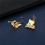 Boucles d'oreilles catholiques en acier inoxydable – "I LOVE JESUS" - Vignette | La Paroissienne