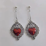 Bijoux religieux pour femmes - Boucles d'oreilles Sacré-Cœur rouge et argent - Vignette | La Paroissienne