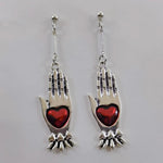 Bijoux religieux pour femmes - Boucles d'oreilles Sacré-Cœur rouge et argent - Vignette | La Paroissienne