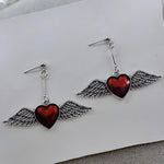 Bijoux religieux pour femmes - Boucles d'oreilles Sacré-Cœur rouge et argent - Vignette | La Paroissienne
