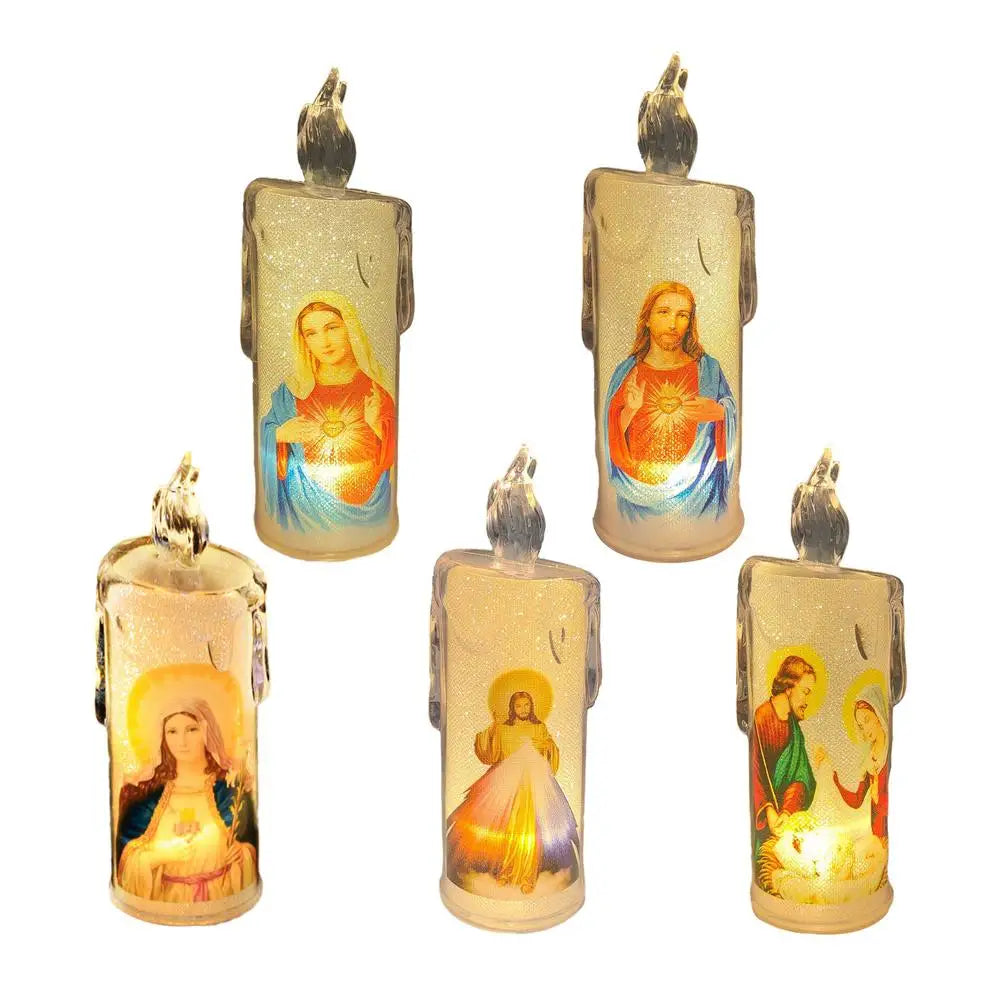 Bougies électriques LED pour prière – Bougies sans flamme pour décoration religieuse X5