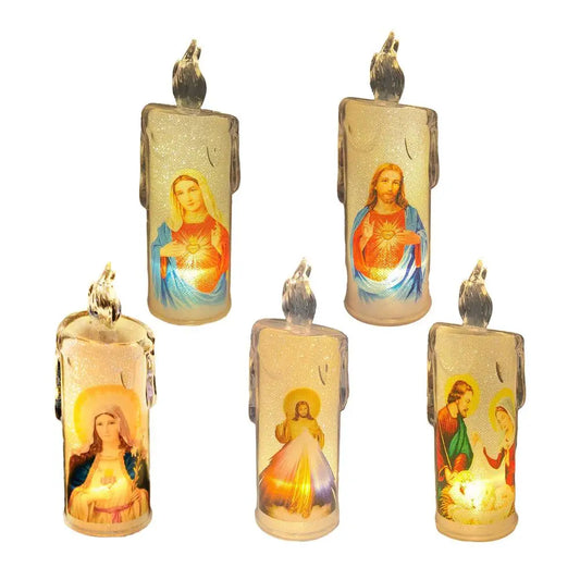 Bougies électriques LED pour prière – Bougies sans flamme pour décoration religieuse X5