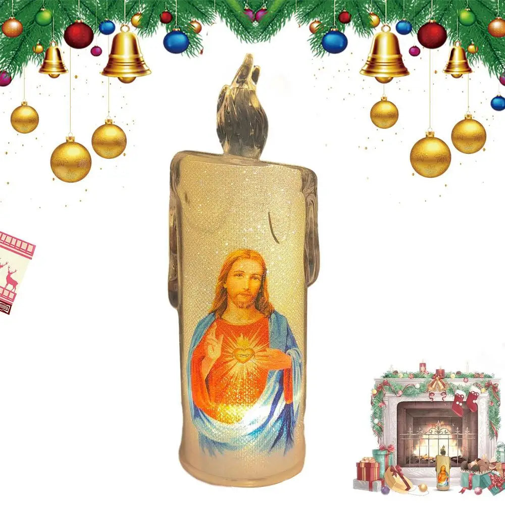Bougies électriques LED pour prière – Bougies sans flamme pour décoration religieuse-JESUS sacré coeur