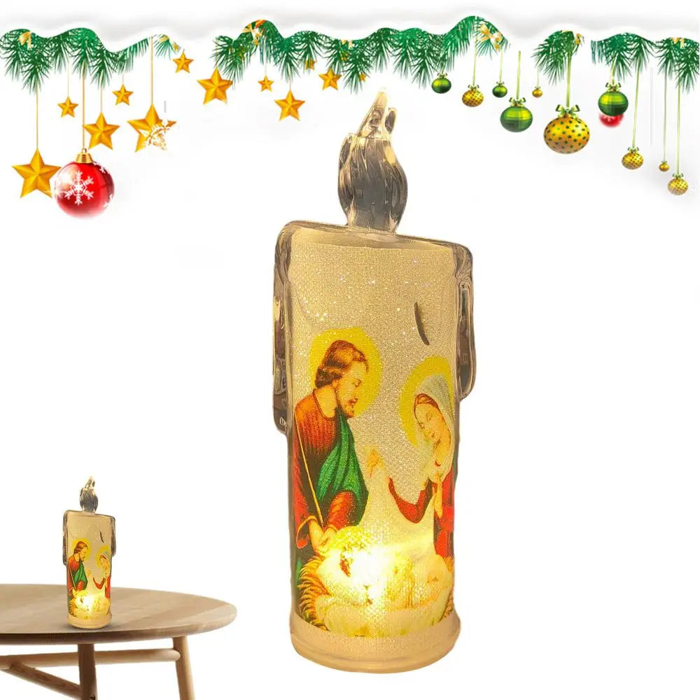 Bougies électriques LED pour prière – Bougies sans flamme pour décoration religieuse-image sainte famille