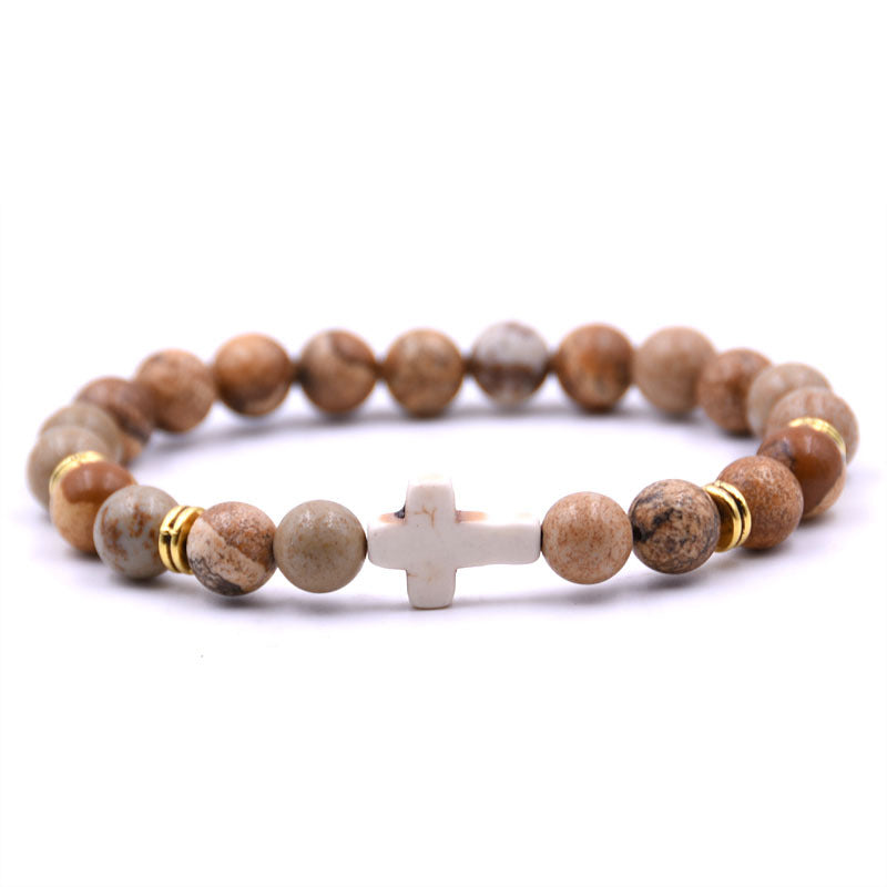 Bracelet Chrétien - Style Unisexe en Pierres Naturelles