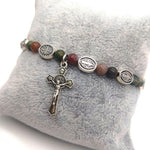 Bracelet catholique Rosaire en Agate et Alliage - Ajustable pour Femme - Vignette | La Paroissienne