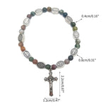 Bracelet catholique Rosaire en Agate et Alliage - Ajustable pour Femme - Vignette | La Paroissienne