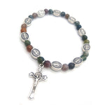 Bracelet catholique Rosaire en Agate et Alliage - Ajustable pour Femme - Vignette | La Paroissienne