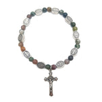 Bracelet catholique Rosaire en Agate et Alliage - Ajustable pour Femme - Vignette | La Paroissienne