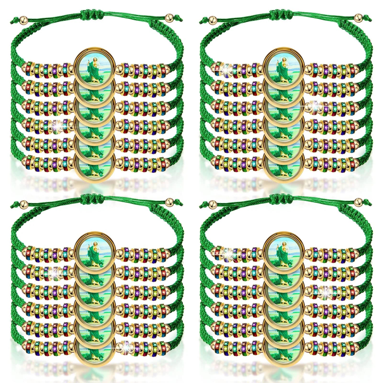 Bracelet Vert Saint Jude -  Fait Main - Lot de 24- 