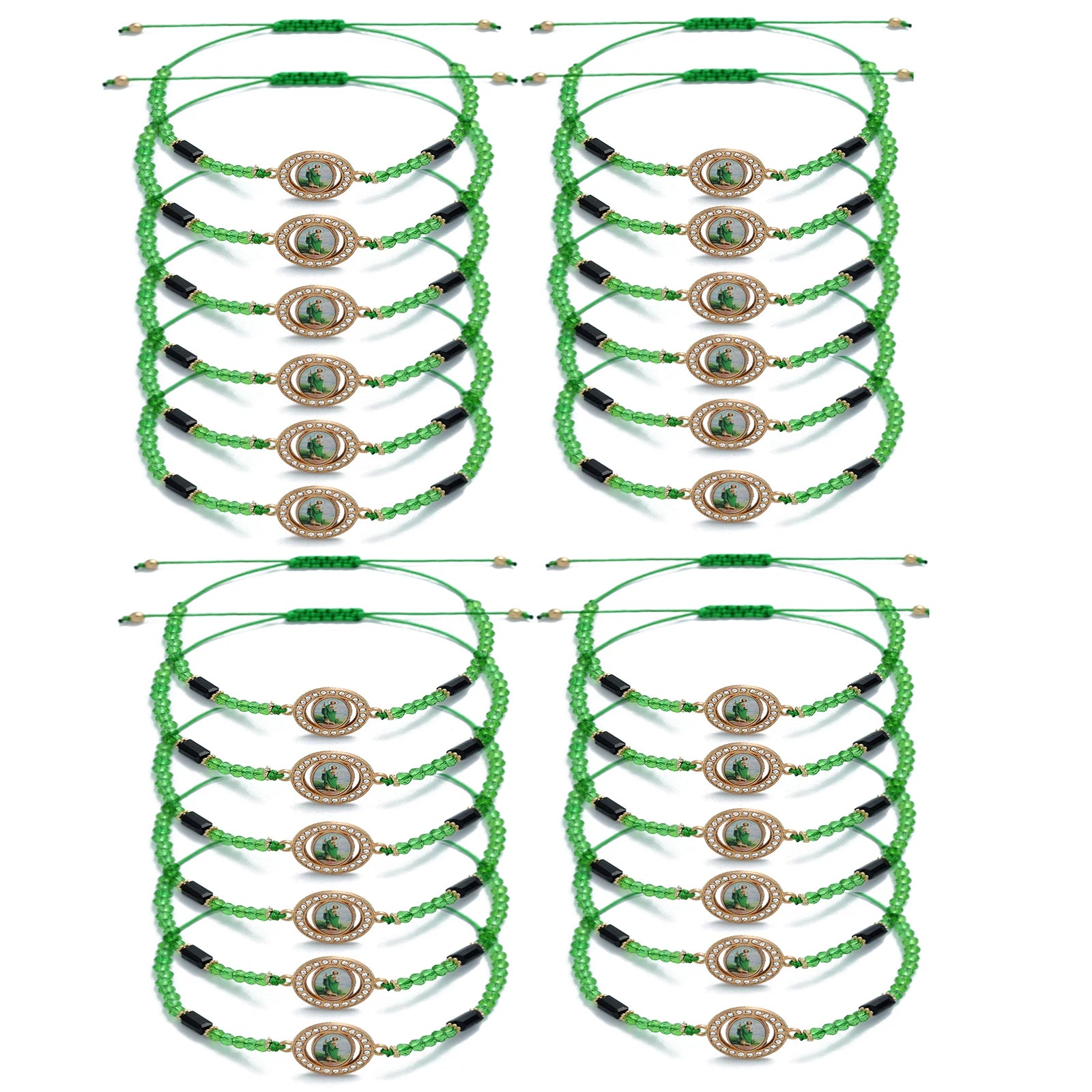Bracelet Vert Saint Jude -  Fait Main - Lot de 24- 