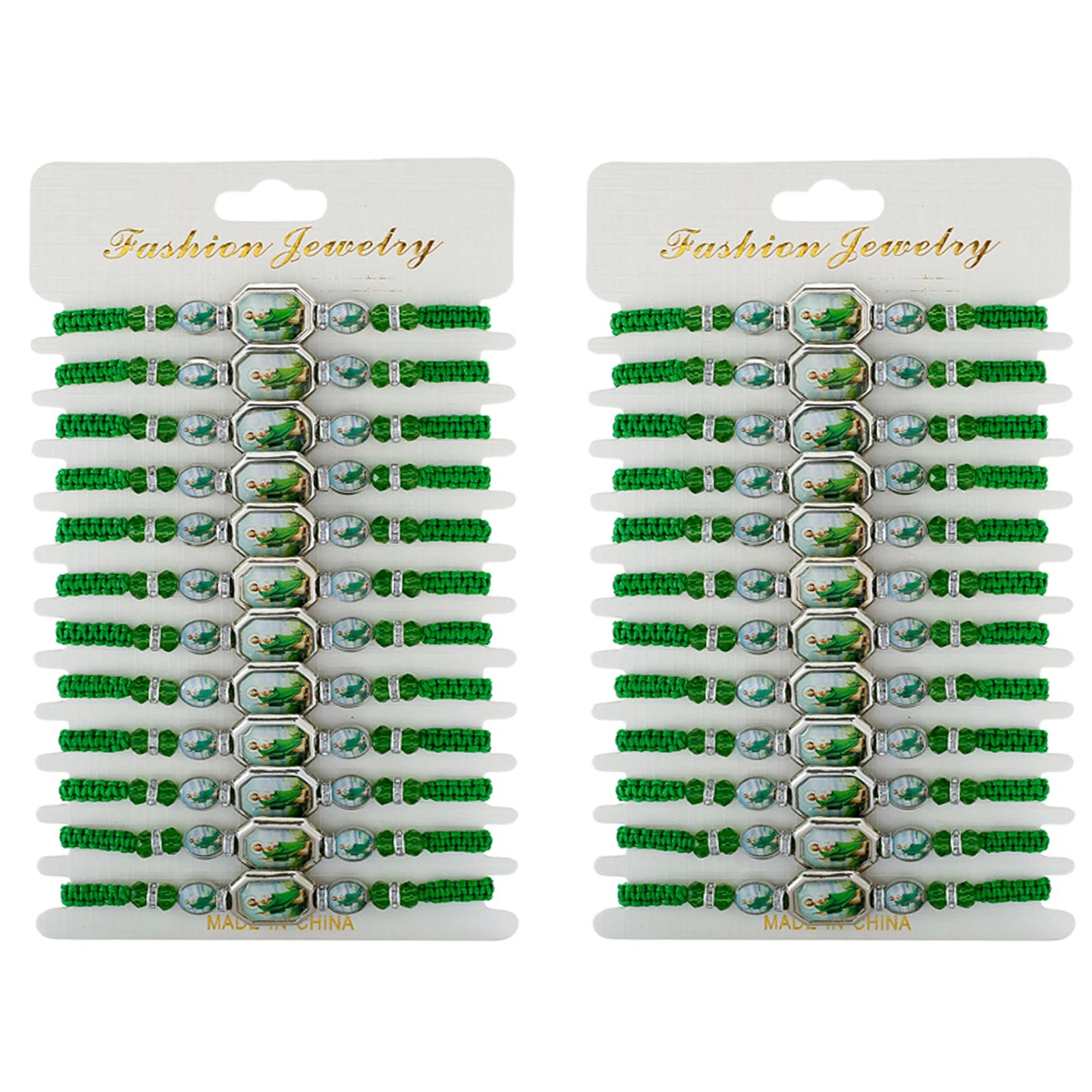 Bracelet Vert Saint Jude -  Fait Main - Lot de 24- 