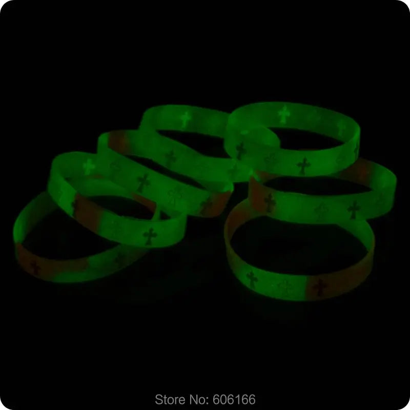 Bracelet Wrap Phosphorescent en Silicone - Croix (Lot de 50 pièces)1