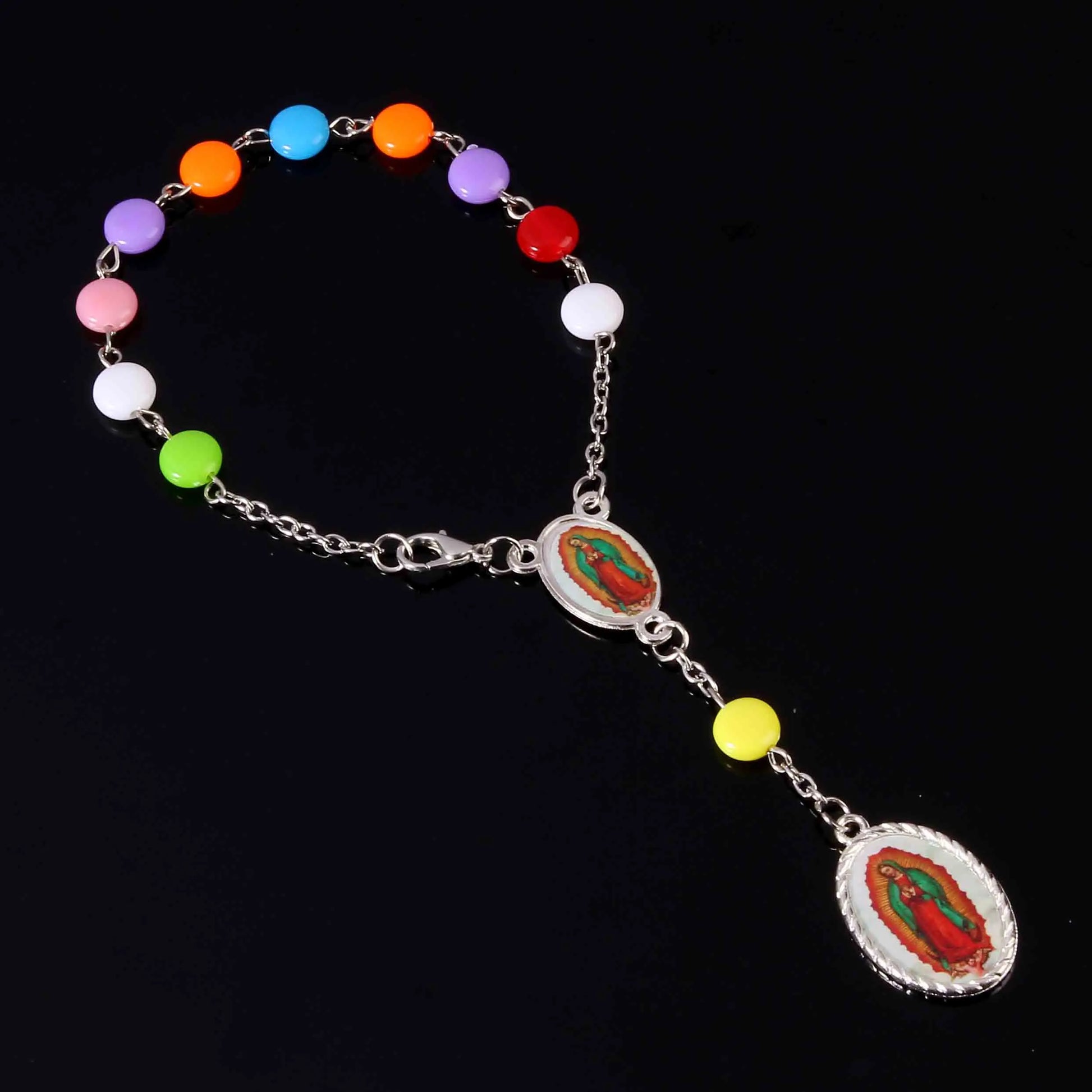 chapelet dizainier multicolore avec medaille marie