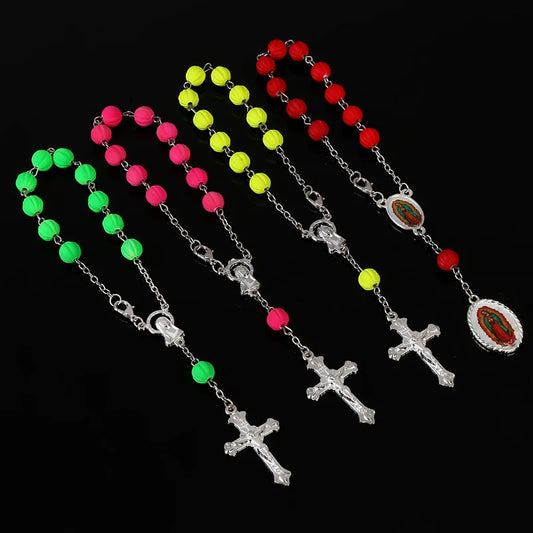 chapelet bracelets rose, vert, jaune roe Marie