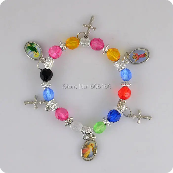Bracelet femme Multicolore avec Croix - lot de 12