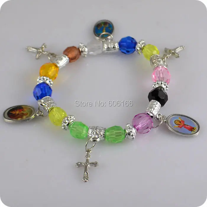 Bracelet femme Multicolore avec Croix - lot de 12