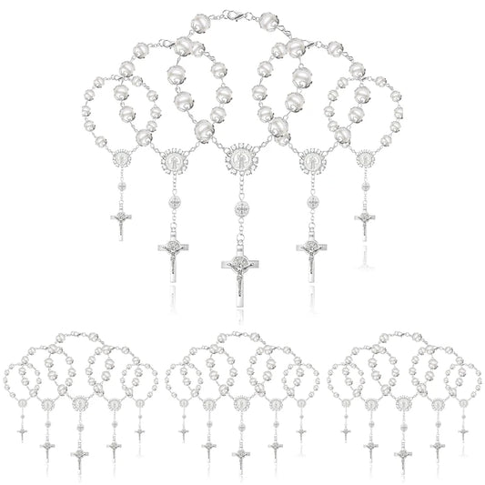 Bracelets de Baptême pour Femmes - Perles et Métal Argenté (Lot de 20)