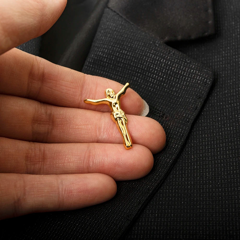 Broche Croix de Jésus - Acier Inoxydable