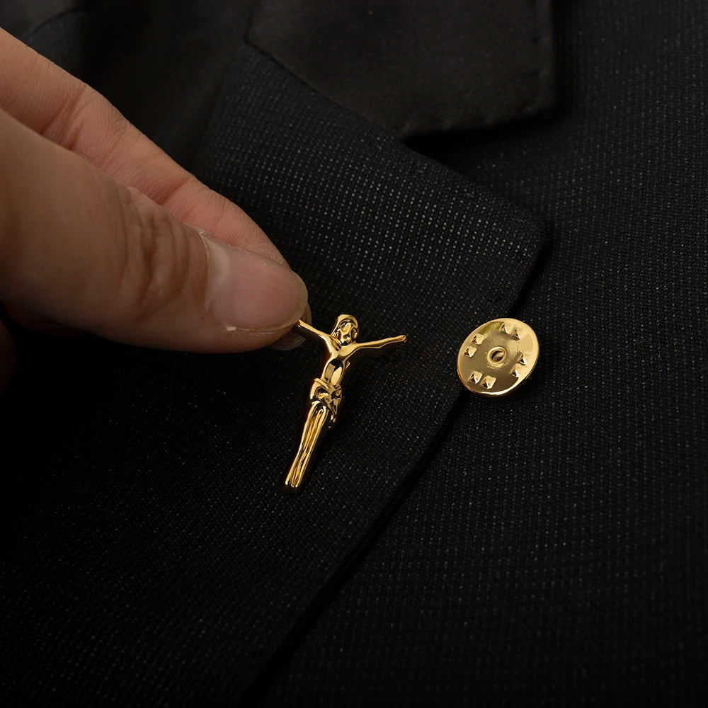 Broche Croix de Jésus - Acier Inoxydable