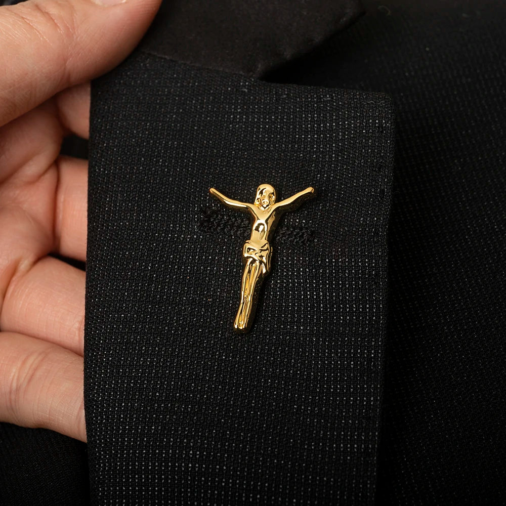 Broche Croix de Jésus - Acier Inoxydable