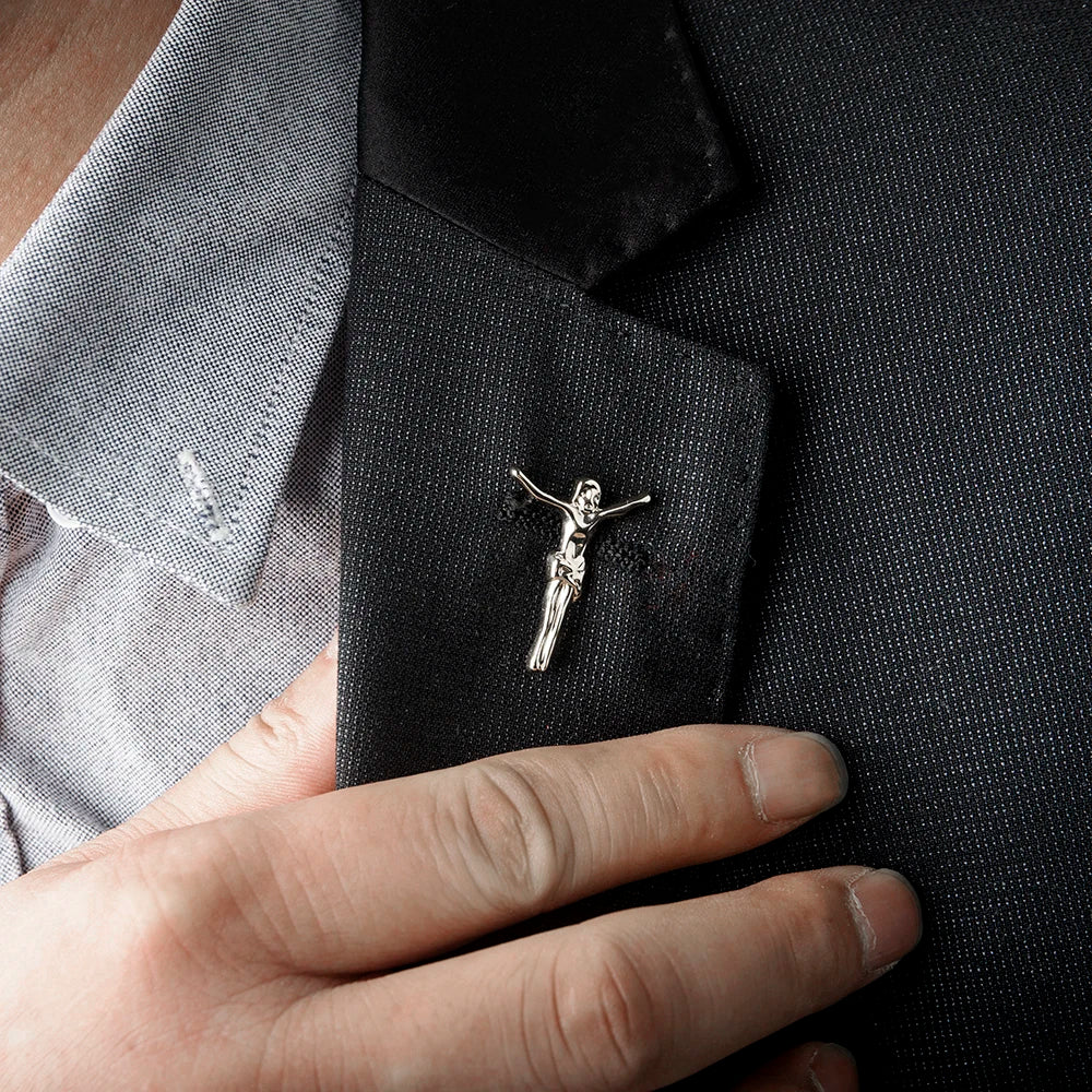 Broche Croix de Jésus - Acier Inoxydable