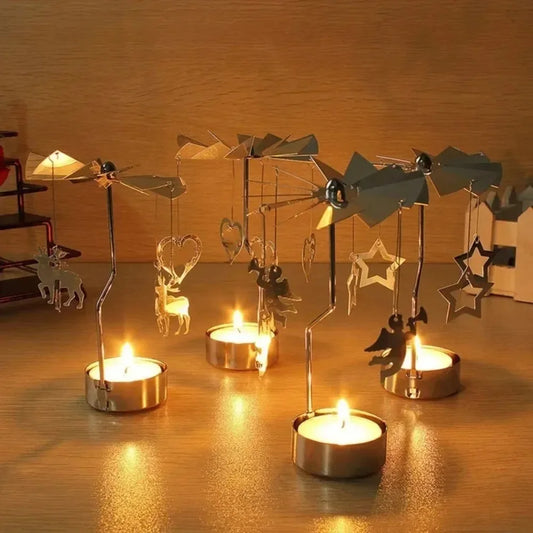 Chandelier rotatif en métal – Bougeoir multi-formes pour décoration romantique et festive