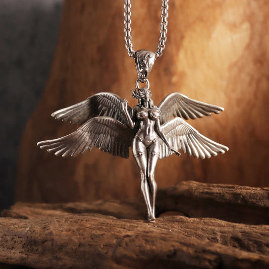 Collier Pendentif Ange Gothique - Bijou Punk et Catholique
