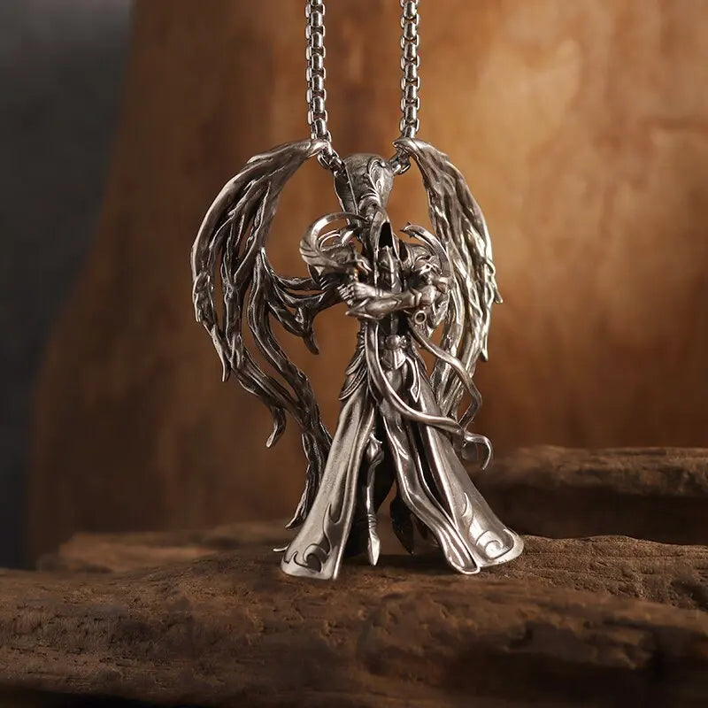 Collier Pendentif Ange Gothique - Bijou Punk et Catholique
