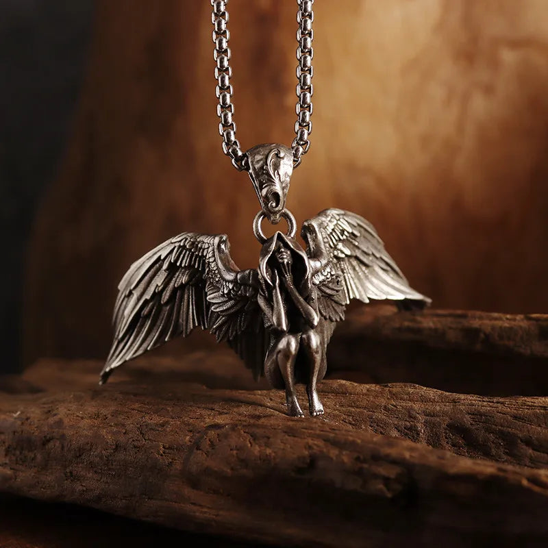 Collier Pendentif Ange Gothique - Bijou Punk et Catholique

