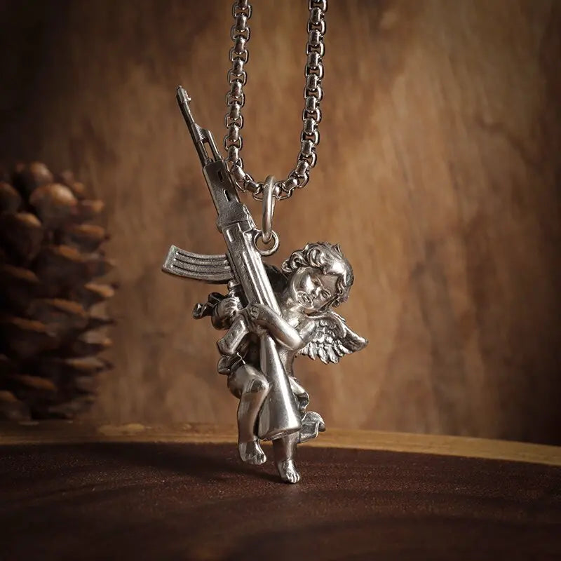 Collier Pendentif Ange Gothique - Bijou Punk et Catholique
