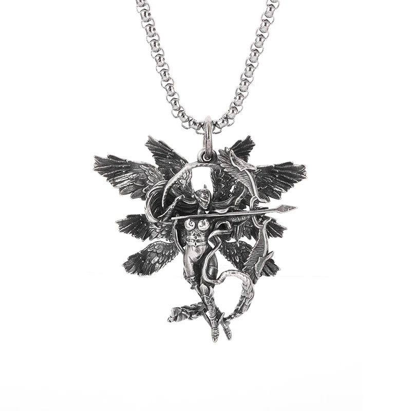 Collier Pendentif Ange Gothique - Bijou Punk et Catholique
