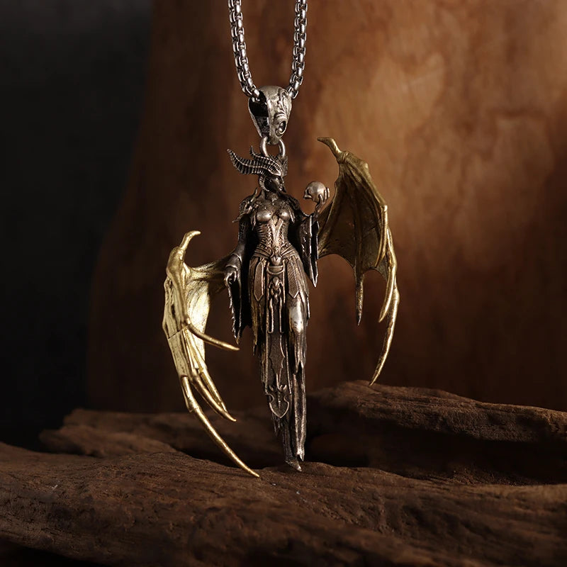Collier Pendentif Ange Gothique - Bijou Punk et Catholique
