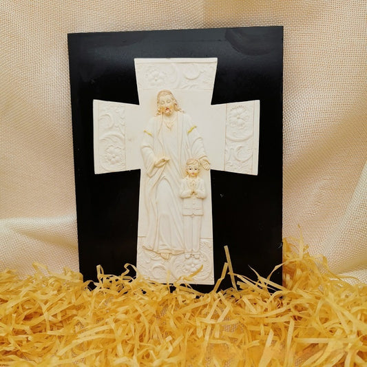 Croix Baptême et Communion : Plaque Suspendue Créative en Résine