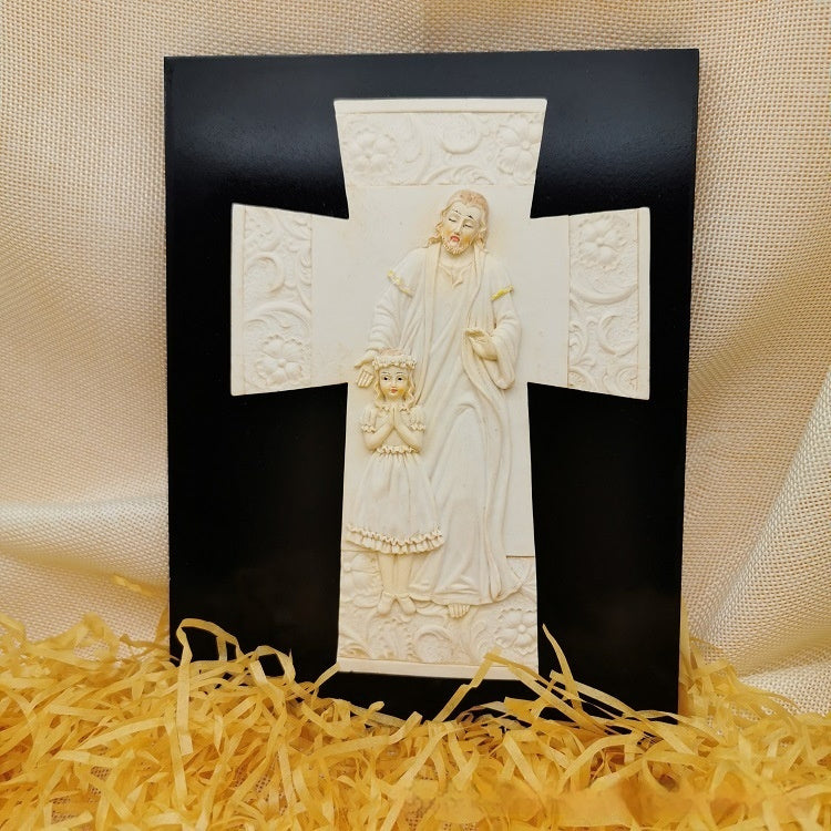 Croix Baptême et Communion : Plaque Suspendue Créative en Résine
