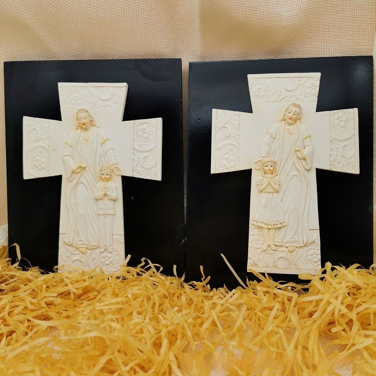 Croix Baptême et Communion : Plaque Suspendue Créative en Résine