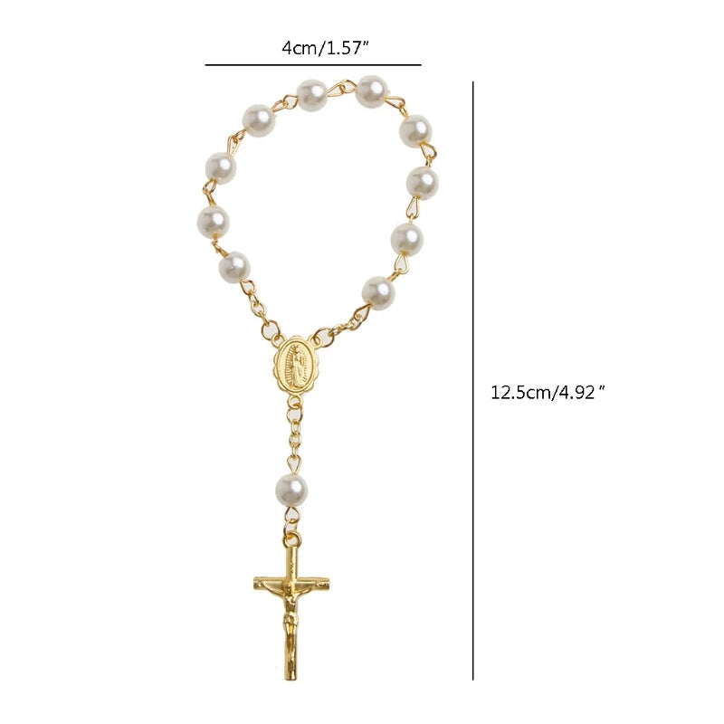 mini chapelet élégant en perles et métal, doré ou argenté , taille
