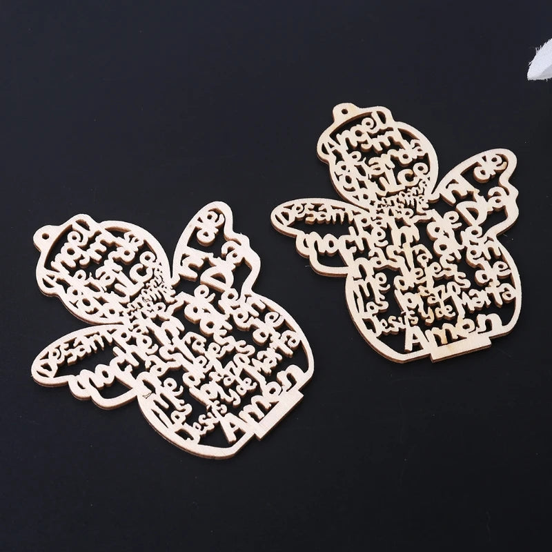 Ornements en Bois en Forme d'Ange - Pack de 12