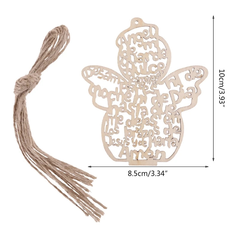 Ornements en Bois en Forme d'Ange - Pack de 12