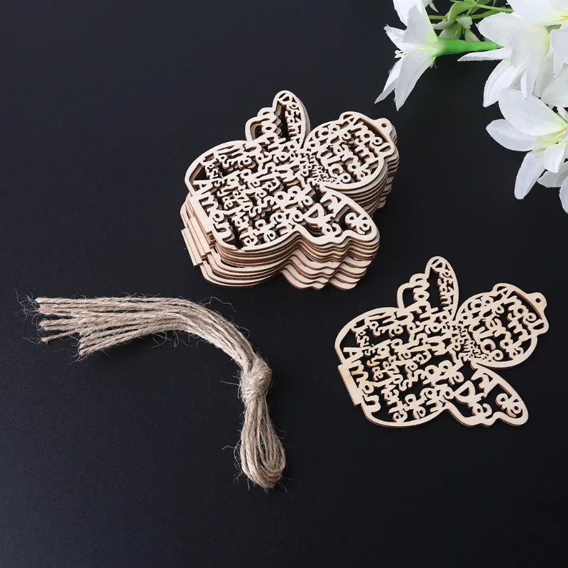 Ornements en Bois en Forme d'Ange - Pack de 12