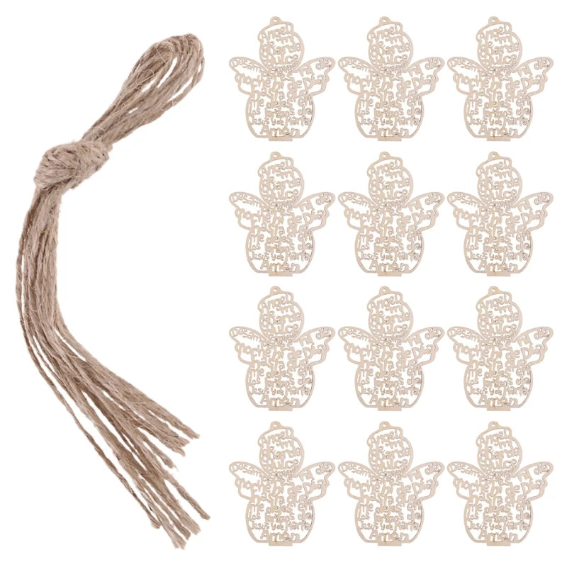 Ornements en Bois en Forme d'Ange - Pack de 12