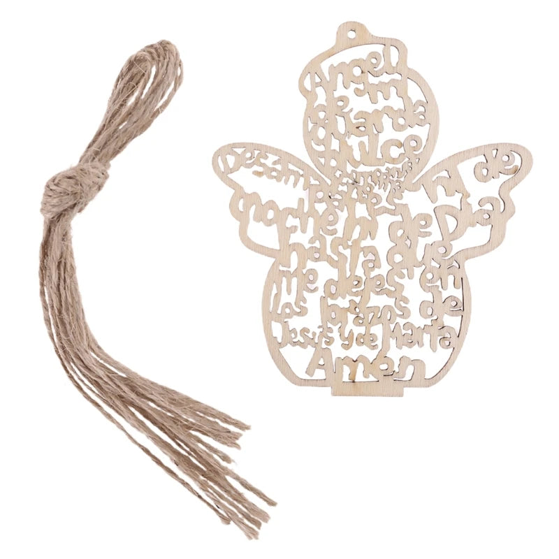 Ornements en Bois en Forme d'Ange - Pack de 12