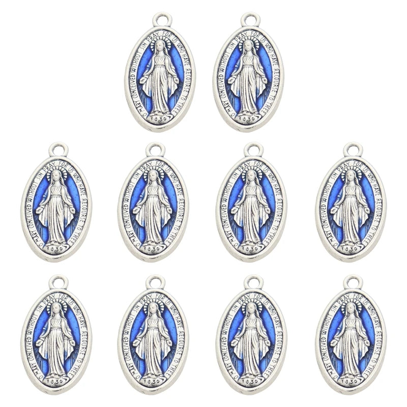 Pendentifs Vierge Marie - Lot de 10 Pièces pour DIY Chapelet