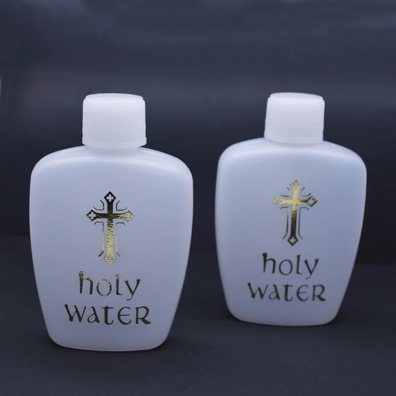 Bouteille d'eau bénite en plastique – Design Jésus sur la croix