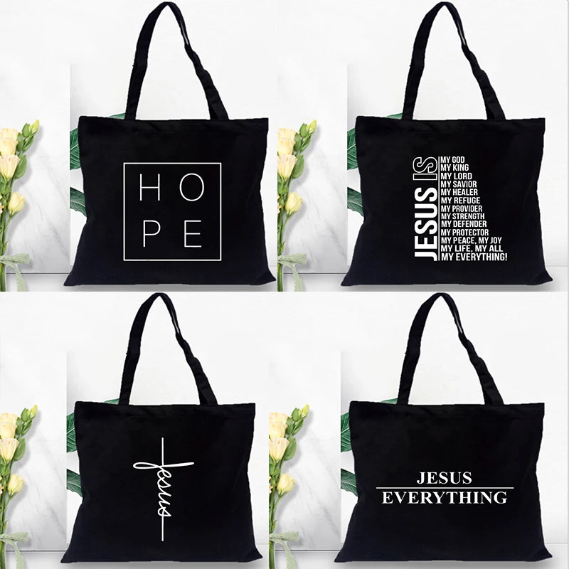 Sac Tote en Toile - "Jesus Is My God" - Sac Éco et Pliable