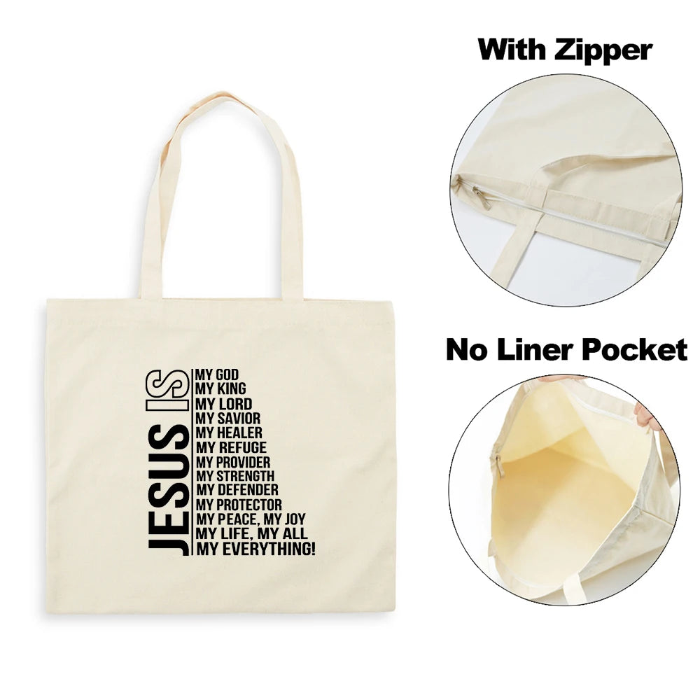 Sac Tote en Toile - "Jesus Is My God" - Sac Éco et Pliable